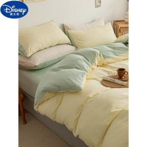 Disney Комплект постельного белья 2.0м, 4 предмета, для кровати 220см, бежевый + бобово-зеленый, класс A, не скатывается и не линяет