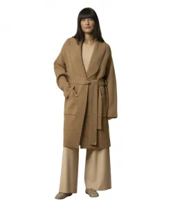 Свитер с поясом и карманами Kocca, коричневый