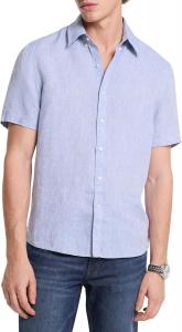 Michael Kors мужская короткая рубашка из льна, Chambray