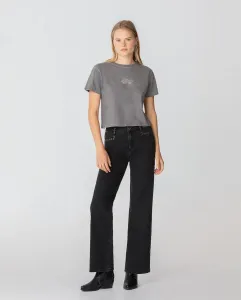 Женские джинсы с высокой талией с деталями в виде люверсов Noon, черный