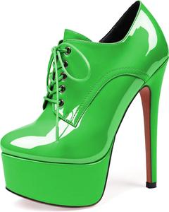 Женские туфли на платформе и каблуке-стилет YODEKS, ботильоны с шнуровкой, закрытые носки, сексуальные короткие кожаные ботинки, Clover-Green