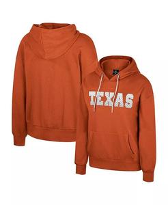 Женская толстовка с капюшоном Texas Orange Texas Longhorns Reflection со стразами и завязками на шнурке Colosseum