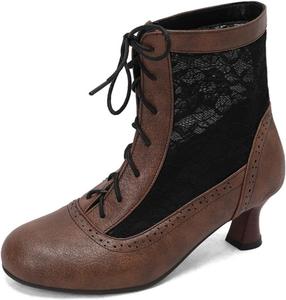 Женские сандалии Aflngle с круглым носком, закрытые, на низком устойчивом каблуке, с шнуровкой, короткие ботильоны, летние, с сеткой, дышащие, повседневные, удобные, для работы в офисе, броги, туфли, Dark Brown