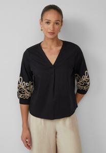 Блуза s.Oliver BLACK LABEL MIT STICKEREI UND 3/4-ÄRMELN, Schwarz/Black