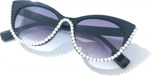 Женские солнцезащитные очки Melrose Fashion со стразами, сексуальные, сверкающие кристаллами, модные, в форме «кошачьего глаза», для вечеринок, Black