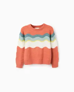 Детский полосатый вязаный джемпер Zippy, оранжевый