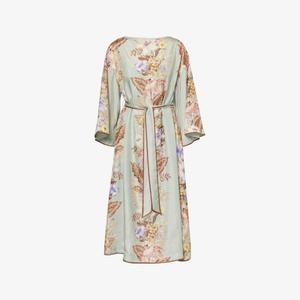 Платье шелковое Zimmermann с поясом, зеленый