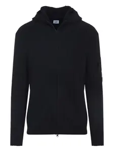 Капюшонный кардиган в рубчик на молнии C.P. Company, синий