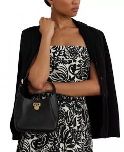 Мини-сумка через плечо из кожи Tanner Lauren Ralph Lauren, черный