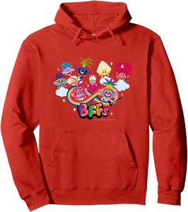 Толстовка «Тролли вместе с друзьями» Trolls, красный