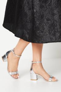 Босоножки на среднем блочном каблуке с ремешком на щиколотке Thelma Coast, серебро