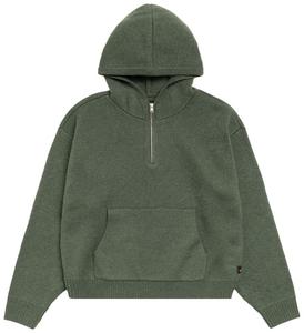 Худи Stussy Quarter Zip Knit Hoodie, зеленый, зеленый