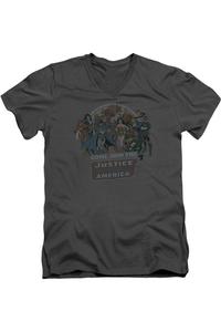Футболка с коротким рукавом и V-образным вырезом для взрослых «DC Comics Join The Justice League» Gildan, цвет charcoal