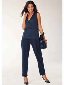 MADELEINE Блузка без рукавов с запахом, темно-синего цвета