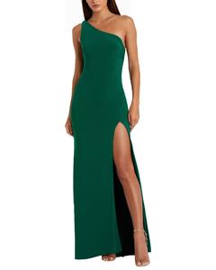 Платье Mac Duggal с односторонним драпированным вырезом, зеленый
