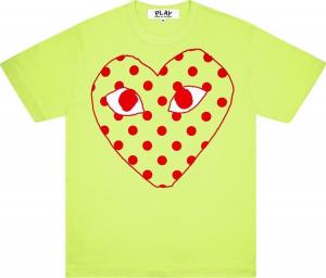 Футболка Comme des Garçons PLAY Pastelle Polka Dot Logo T-Shirt 'Green', зеленый