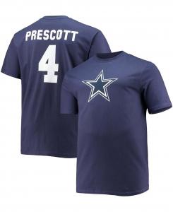 Мужская футболка big and tall dak prescott navy dallas cowboys с именем и номером игрока Fanatics, синий