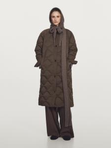 Длинная водоотталкивающая куртка-пуховик Massimo Dutti, Dark Khaki