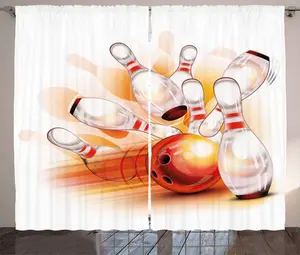 Штора ABAKUHAUS Bowling Rustic, Artsy Ball Drop, универсальная ленточная штора для гостиной с петлями и крючками, 280 x 225 см, цвет: оранжевый, белый, красный Abakuhaus