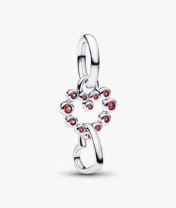 Шарм Pandora Connected Hearts & Red Stones Dangle, серебро