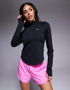 Футболка Nike Running Tempo Dri-FIT с длинным рукавом и полумолнией, чёрного цвета - ЧЕРНЫЙ