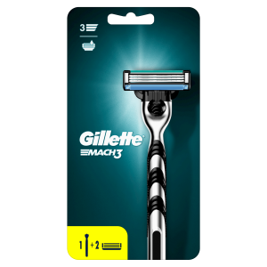 Gillette Mach3 набор: мужская бритвенная ручка, 1 шт + сменные лезвия, 2 шт/1 уп.