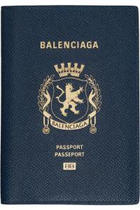 Кожаный паспортник-кошелек Balenciaga, синий