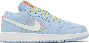 Кроссовки Air Jordan 1 Low SE GS Blue Stitch, синий