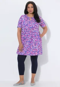 Длинная футболка с принтом «замочная скважина» и «хальбарм» alinie rundhals Ulla Popken, Pink