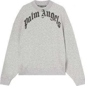 Толстовка Palm Angels Curved Logo Crew 'Grey/Black', серый