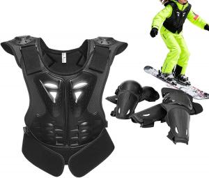 Защитная мотоциклетная куртка и наколенники - ПВХ, ЭВА, ПЭ, хлопок, размеры ML | Детская мотоциклетная куртка, экипировка для мотокросса, защитный комплект для езды на мотоцикле | Для мальчиков и девочек от 8 до 15 лет Generic