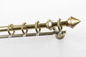 Карниз для штор GARESA "PALMI", 2 направляющие, желаемая длина, пластиковый комплект для штор, выдвижной, кончик кнопки, с кольцами 220 см, Ø28мм, цвет mattmessingfarben