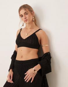Комплект из бралета ASOS DESIGN с ажурной строчкой, черный