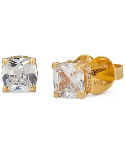 Квадратные серьги-гвоздики с кубическим цирконием Kate Spade New York, clear/gold.