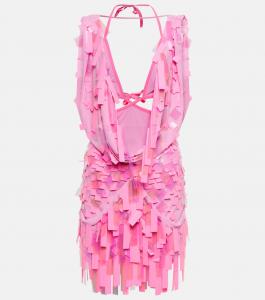 Мини-платье с декором The Attico, фуксия