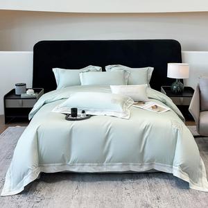 UJNHGQ Комплект постельного белья из хлопка белый с полосками и вышивкой Green Green