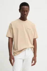 Хлопковая футболка Guess Jeans, бежевый