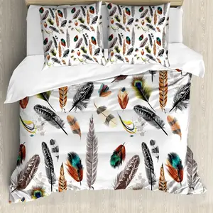 Пододеяльник ABAKUHAUS Feather Duvet, Vivid Feathers Vivid Art, с защитой от клещей, подходит для аллергиков с наволочками, 200 см x 200 см - 80 x 80 см, разноцветный