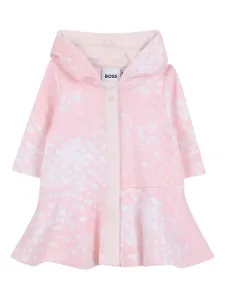Платье с капюшоном и оборками BOSS Kidswear, розовый