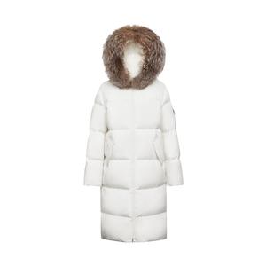 Пуховик длинный Deep Breath с меховым воротником и капюшоном, хаки