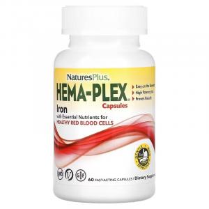 Железо NaturesPlus Hema-Plex, 60 быстродействующих капсул