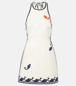 Мини-платье из хлопка с морским принтом Alémais, кремовый