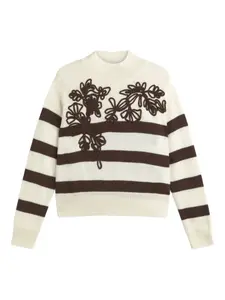 Свитер с цветочной вышивкой ERMANNO FIRENZE, нейтральный