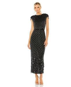 Женское платье с высоким воротником и хрустальной бахромой Mac Duggal, Black