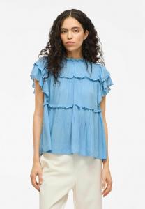 Блуза MIT ANGESCHNITTENEN ÄRMELN VIPRETA STEHKRAGEN VILA, светло-голубой