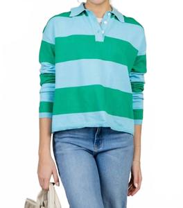 Рори полосатый свитер в сине-зеленом цвете OLIVACEOUS