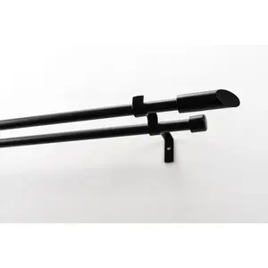 Карниз ZYLI с открытым держателем 2-рядный, длина по желанию; держатели; наконечники; монтажный материал; инструкция по сборке; соединительный элемент для шторной гарнитуры, удлиняемый, скошенная кнопка, без колец Garesa, черный