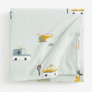 Одеяло H&M Home Patterned Vehicles, светло-зеленый