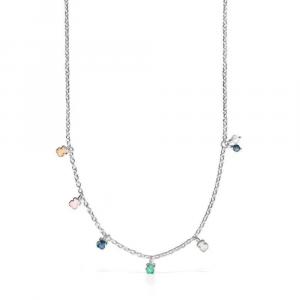 Колье Tous Mini Color emstones And Pearl, серебро/жемчуг
