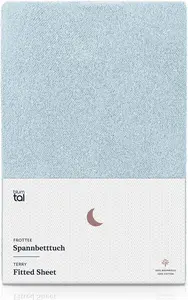 Махровая простыня на резинке 150x200 см - Махровая простыня на резинке для матрасов глубиной до 25 см - Махровая простыня на резинке - Утепляющая простыня светло-голубого цвета Blumtal